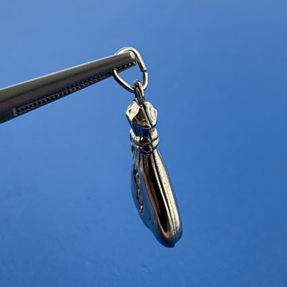 Designer AL Sterling Silver Double Money Bag $ Riches Good Luck Pendant Charm