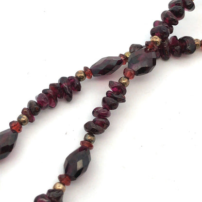 Vintage 925 Sterling Silver Gold Vermeil Amethyst Beaded Garnet Necklace