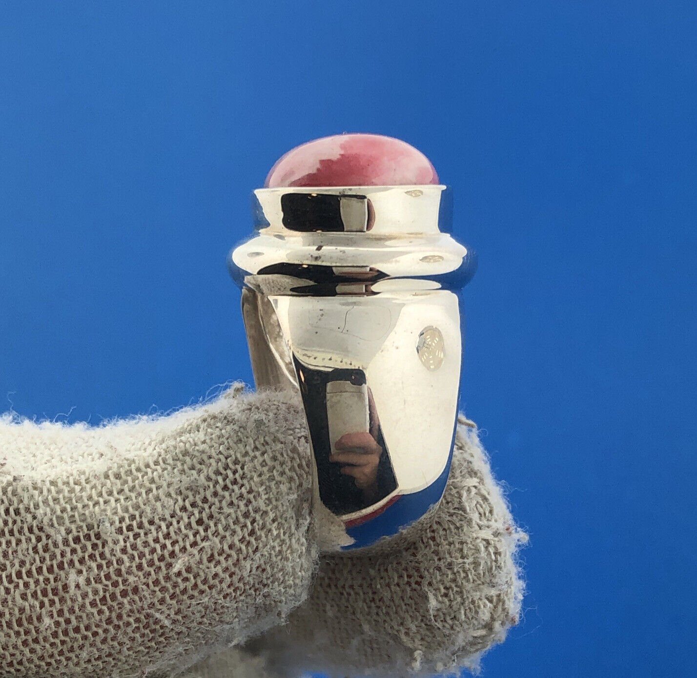 Designer Joe Esposito ESPO Sterling Silver 925 Rhodochrosite Statement Ring