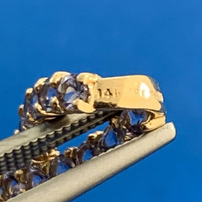 Designer 14K Yellow Gold Tanzanite Infinity Eternity Anniversary Necklace