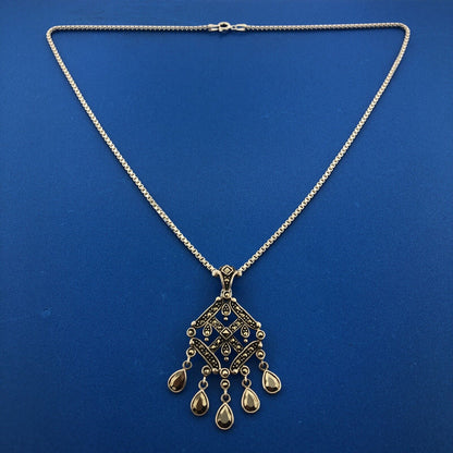 Marcasite Sterling Silver 925 Art Deco Style Dangle Pendant Enhancer Necklace