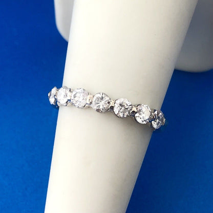 Stunning 14K White Gold Seven Diamond Anniversary Eternity Band Ring