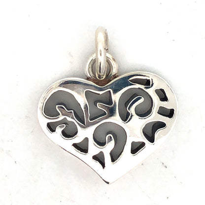 925 Sterling Silver Cut Out 3D Modernist Heart Pendant