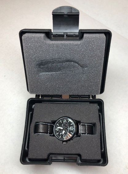 Air Blue Bravo Precision Pilot Mens Watch Chronograph Black Leather Strap In Box