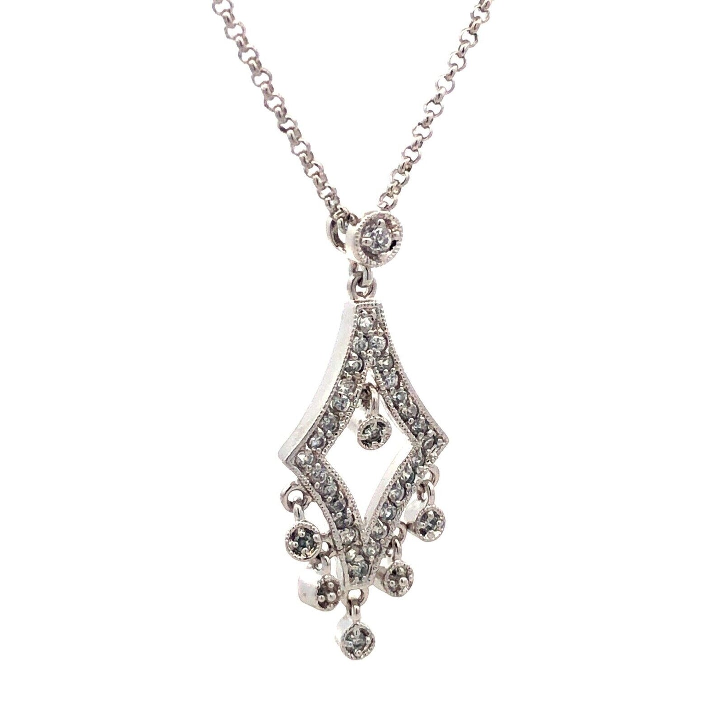 Designer 925 Sterling Silver Round Cubic Zirconia Statement Pendant Necklace