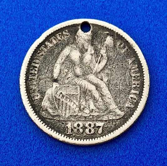 1887 Seated Liberty Silver Dime Love Token Coin Initials
