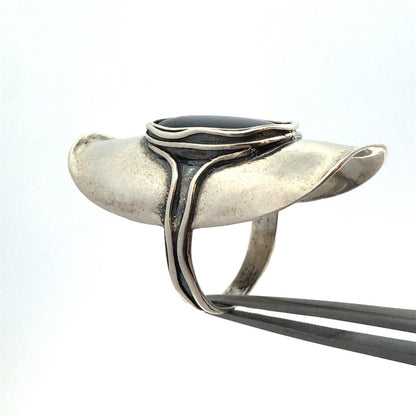 Designer 925 Sterling Silver Oval Abalone Cabochon Statement Finger Ring