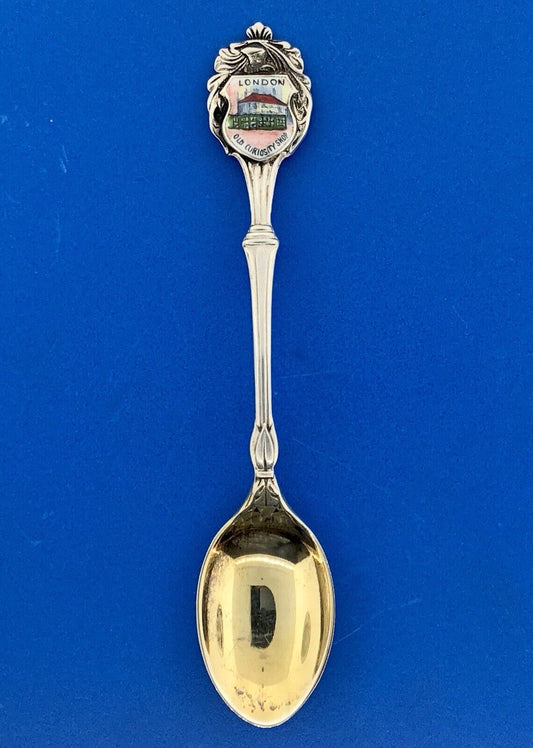 Collins & Cook Sterling Silver Enamel London Old Curiosity Shop Souvenir Spoon