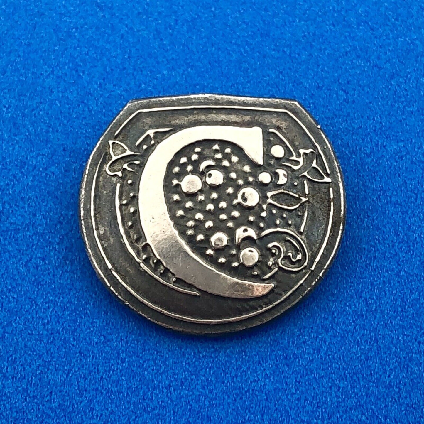 Designer 925 Sterling Silver Letter C Floral Scroll Monogram Initial Pendant