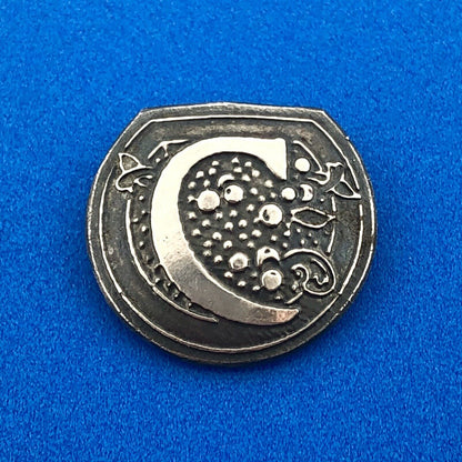 Designer 925 Sterling Silver Letter C Floral Scroll Monogram Initial Pendant