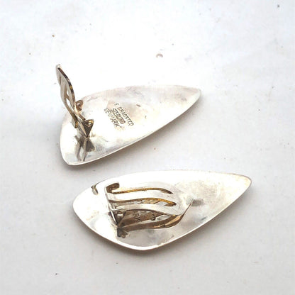Vintage E Dragsted 925 Sterling Silver Abalone Triangle Clip-on Stud Earrings