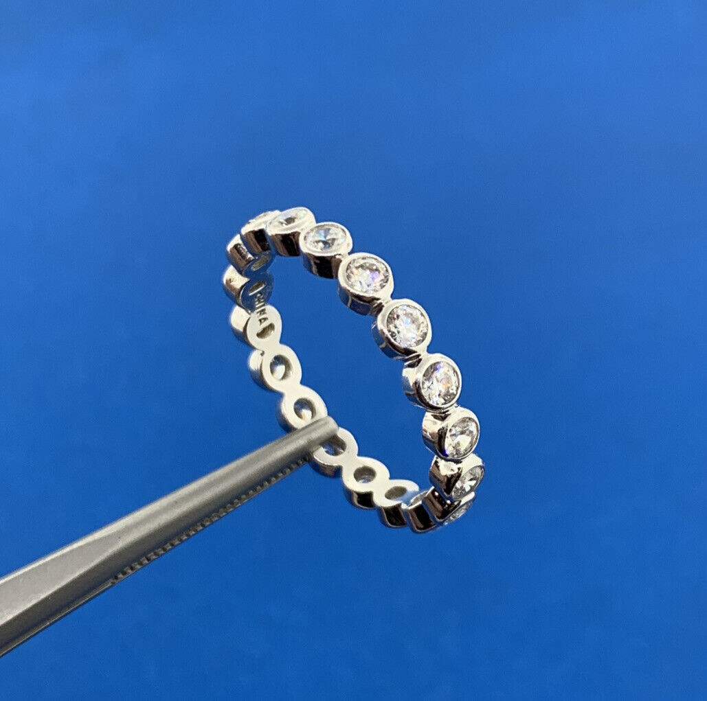 Stackable Sterling Silver .925 Round Cubic Zirconia Eternity Bridal Size 8 Ring