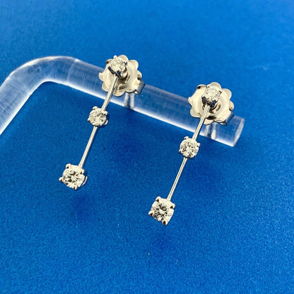 Designer Roberto Coin 18k White Gold Round Diamond Ruby Vertical Stud Earrings