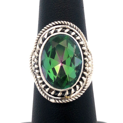 925 Sterling Silver Multicolored Cushion Cut Oval Cubic Zirconia Ring