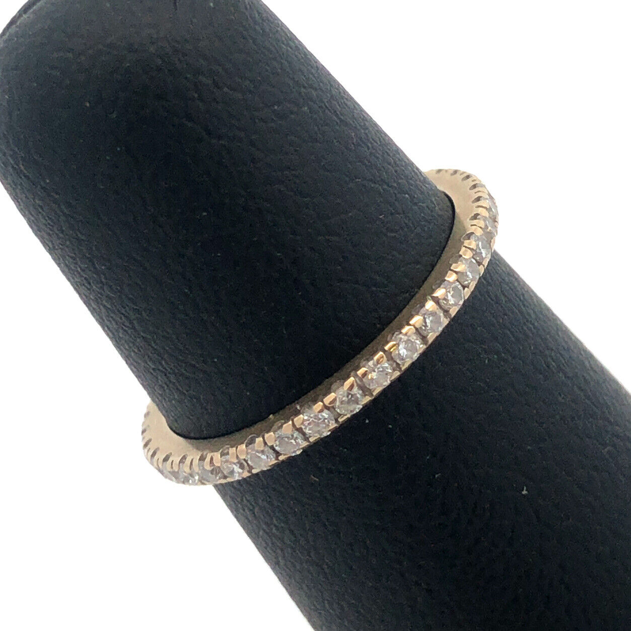 18K White Gold Round Prong Pave Diamond Eternity Anniversary Wedding Ring Band