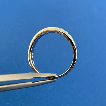 Designer 925 Sterling Silver Opal Inlay Stackable Band Ring