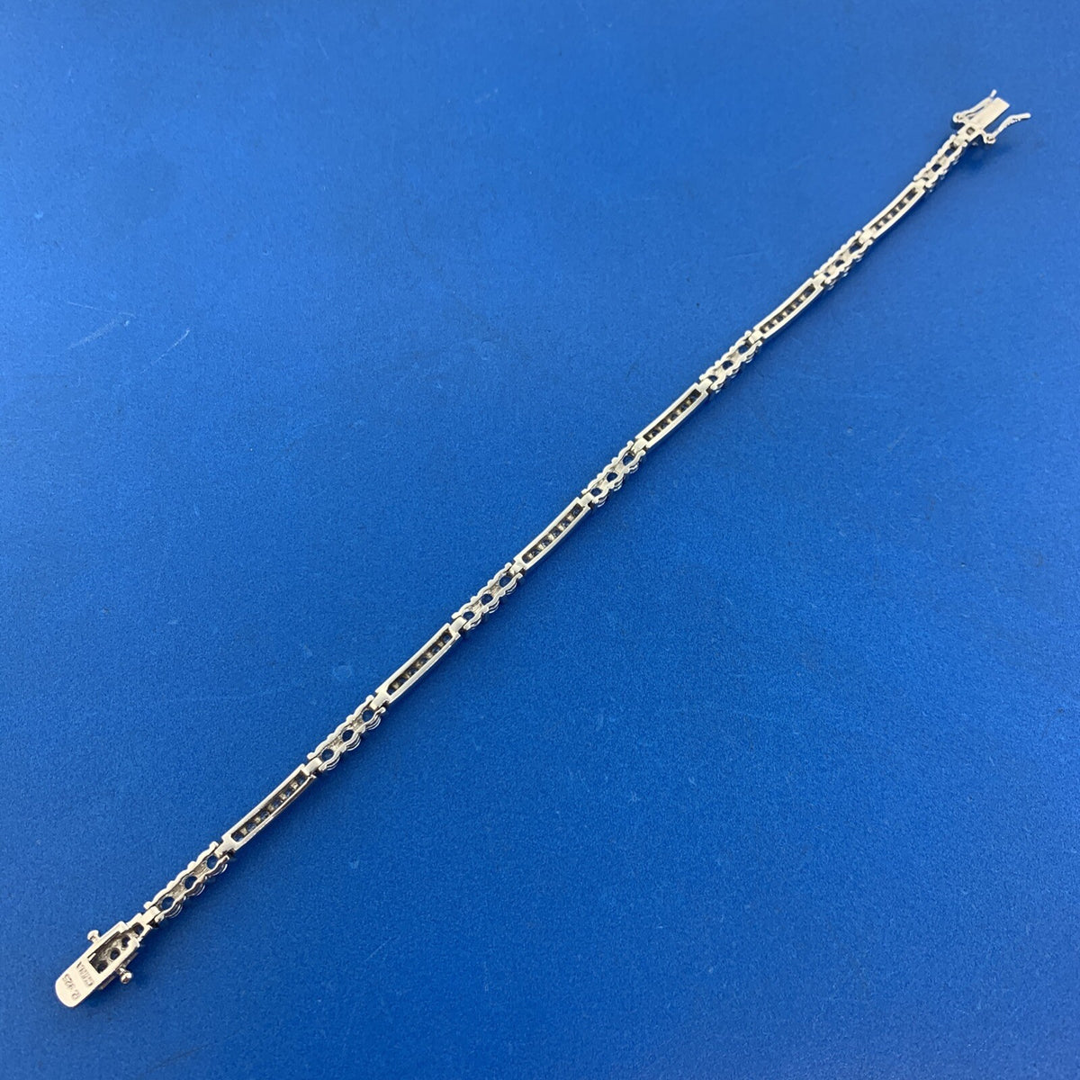 Designer 925 Sterling Silver Blue Topaz Cubic Zirconia Accented Tennis Bracelet