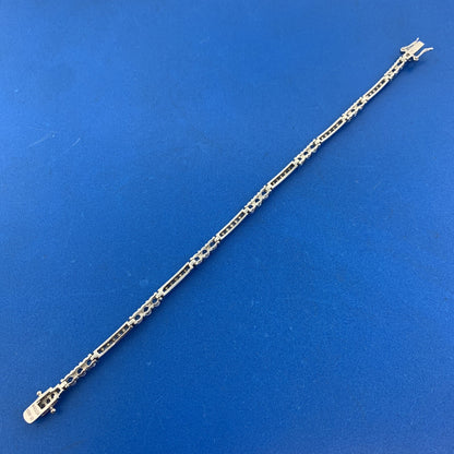 Designer 925 Sterling Silver Blue Topaz Cubic Zirconia Accented Tennis Bracelet