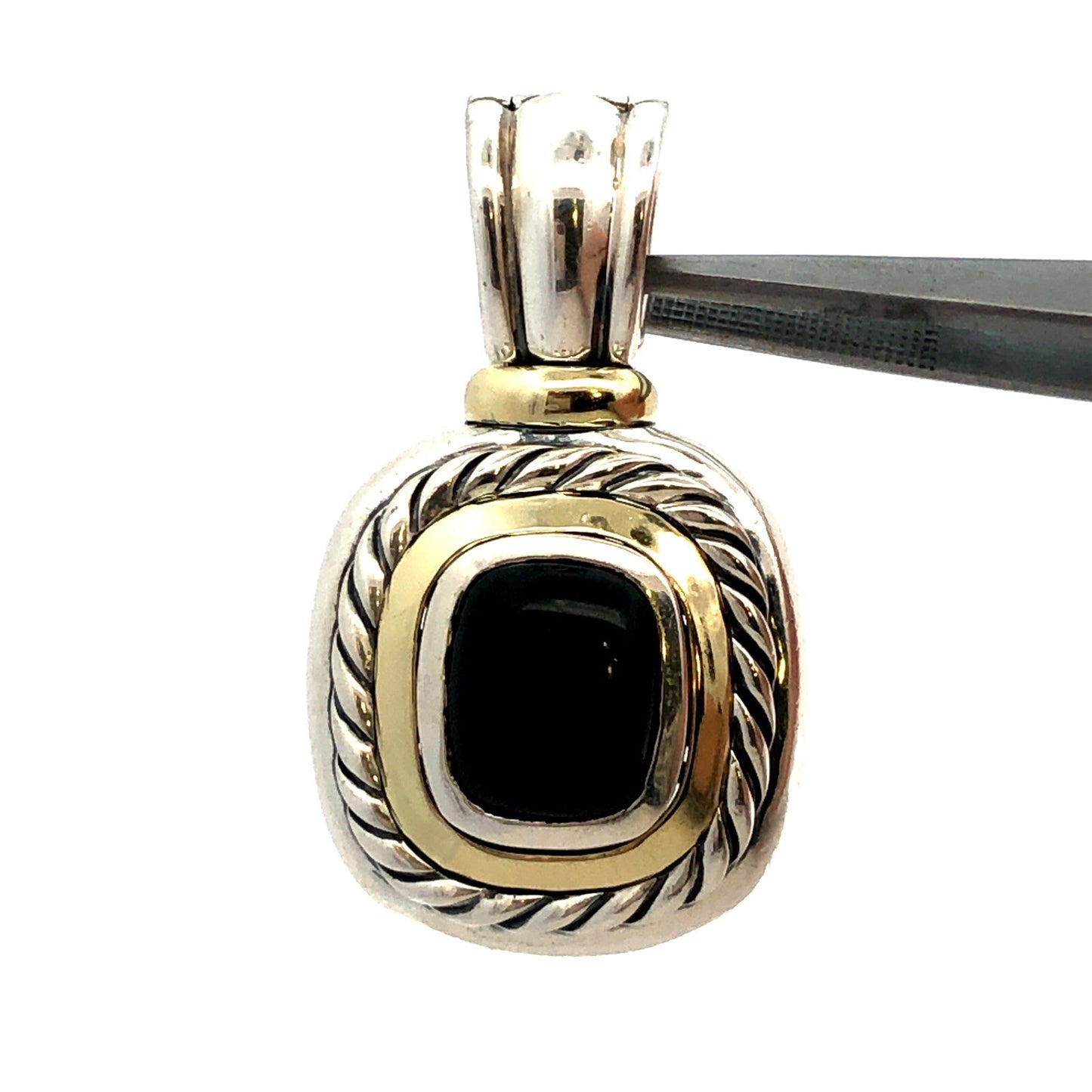 David Yurman 925 Sterling Silver 14K Gold Black Onyx Albion Enhancer Pendant