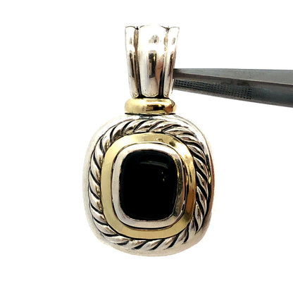 David Yurman 925 Sterling Silver 14K Gold Black Onyx Albion Enhancer Pendant