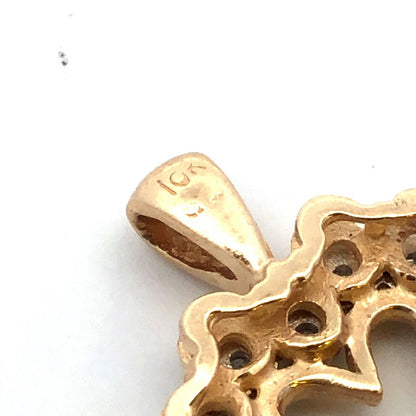 Designer 10K Yellow Gold Round Diamond Heart Love Anniversary Pendant