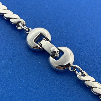 Vintage Monet Silver Tone Adjustable Lariat Style Serpentine Chain Necklace