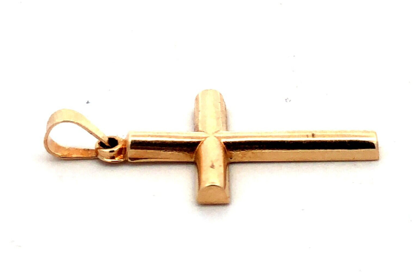 Designer UI 14K Yellow Gold Rounded Polished Cross Pendant