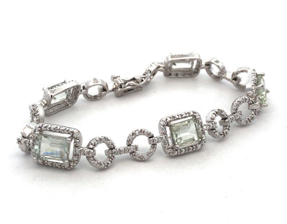 925 Sterling Silver Designer DBJ Emerald White Amethyst Diamond Tennis Bracelet