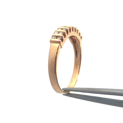 14K Yellow Gold Round Diamond Channel Set Wedding Anniversary Band Ring