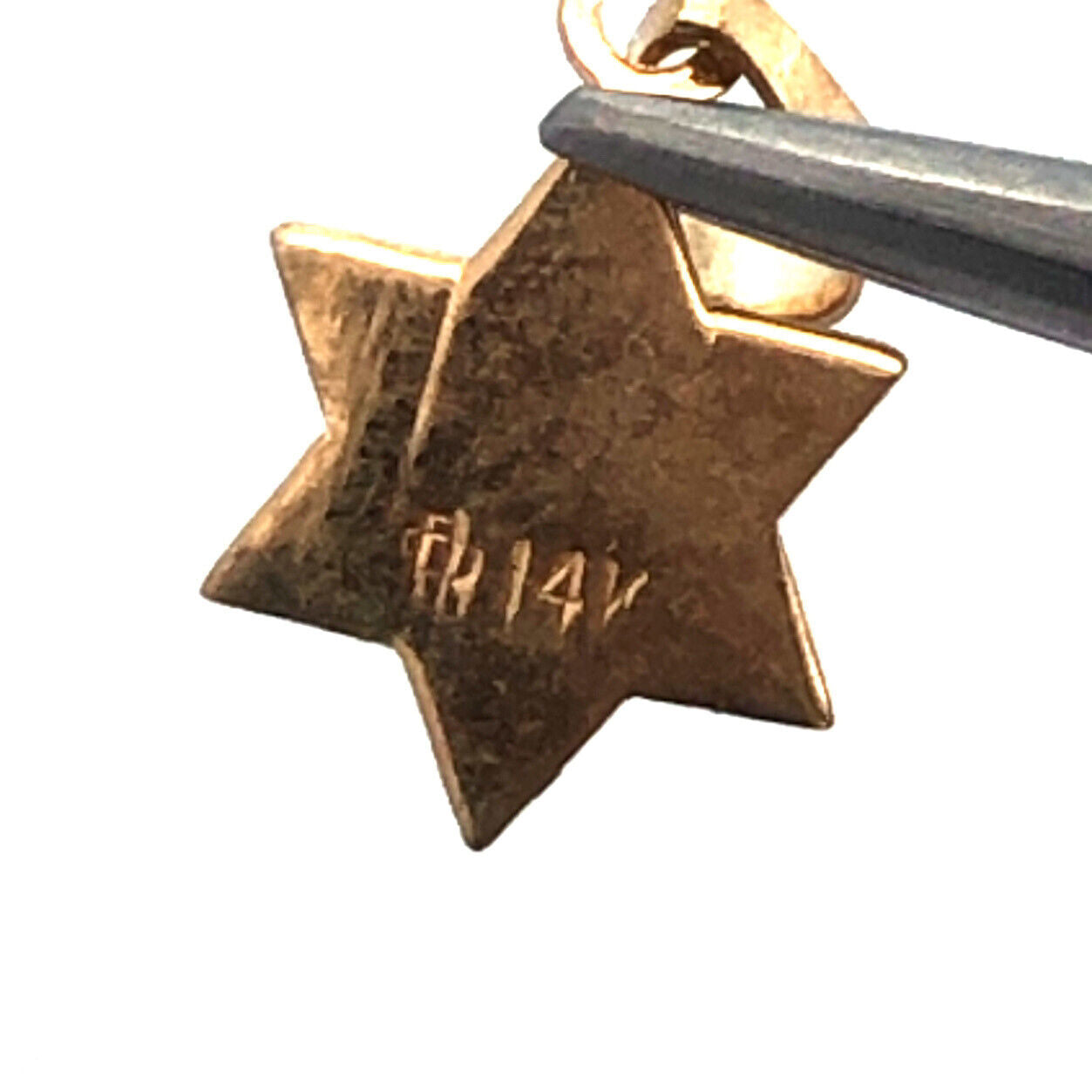 Designer 14K Yellow Gold Blue White Enamel 6-Point Star of David Hebrew Pendant