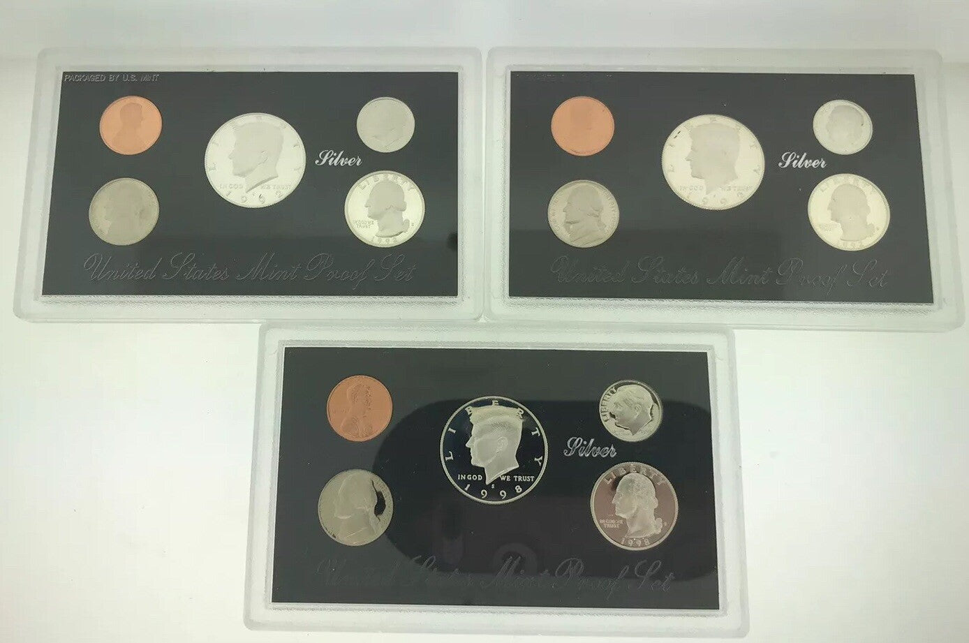 1992 1998 S Lot of United States Silver Proof Three 3 Sets OMP/COA