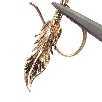 Native American 925 Sterling Silver Feather Drop Dangle Hook Earrings