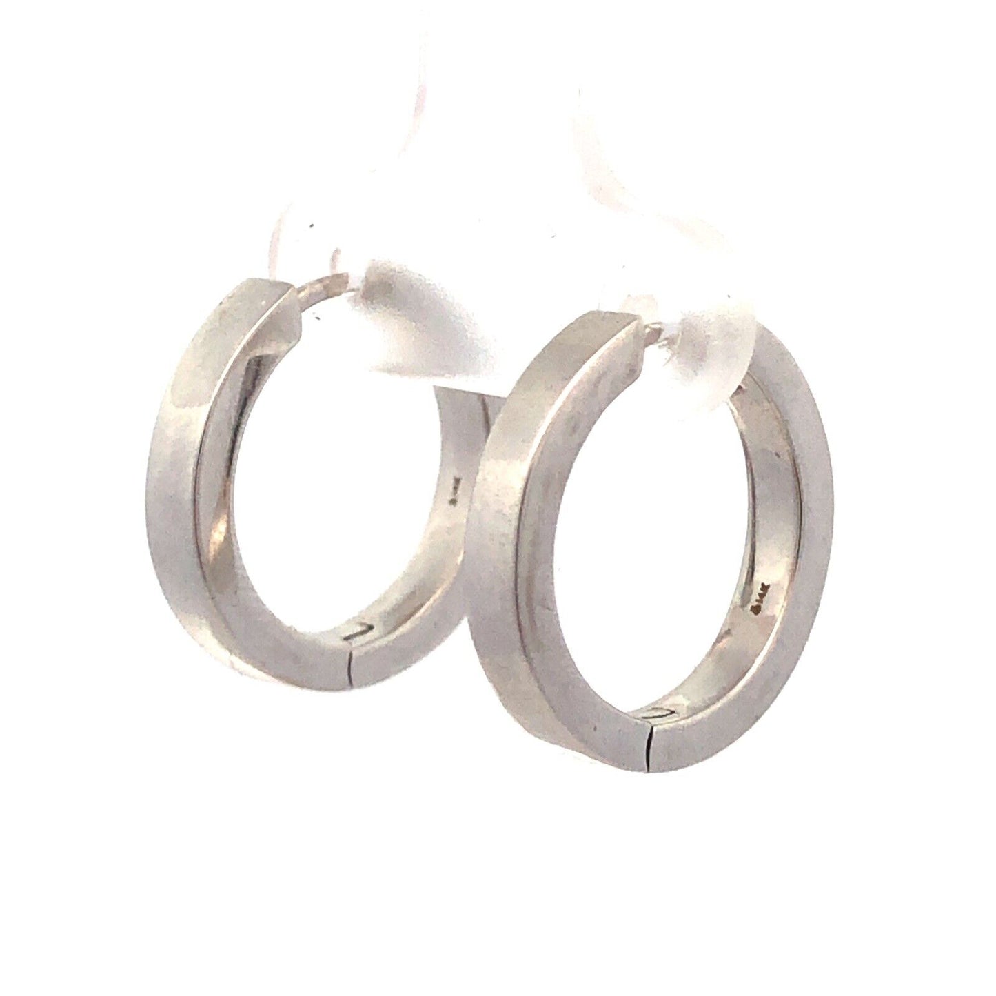 Designer 14K White Gold Round Diamond Hinged Hoop Earrings