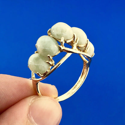 Vintage Designer SANUK 14K Yellow Gold Jade Jadeite Waterfall Dome Ring