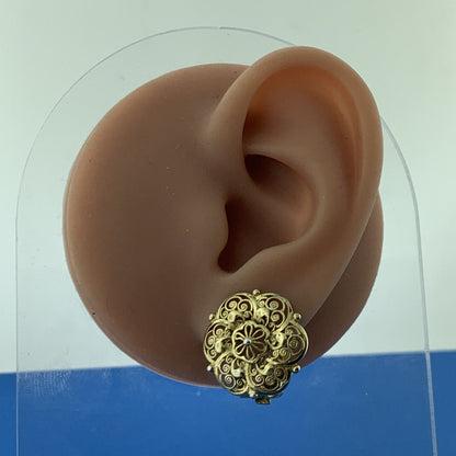 Mid Century Alice Caviness Germany Sterling Silver Vermeil Filigree Earrings