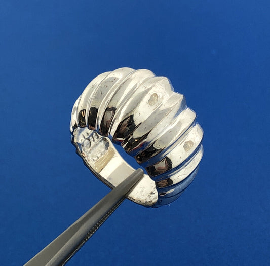 Designer 925 Sterling Silver Ribbed Polished Statement Dome Ring