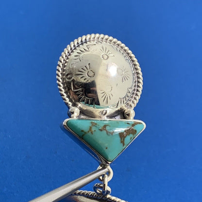 Designer REVE 925 Sterling Silver Turquoise Coral Statement Concho Stud Earrings