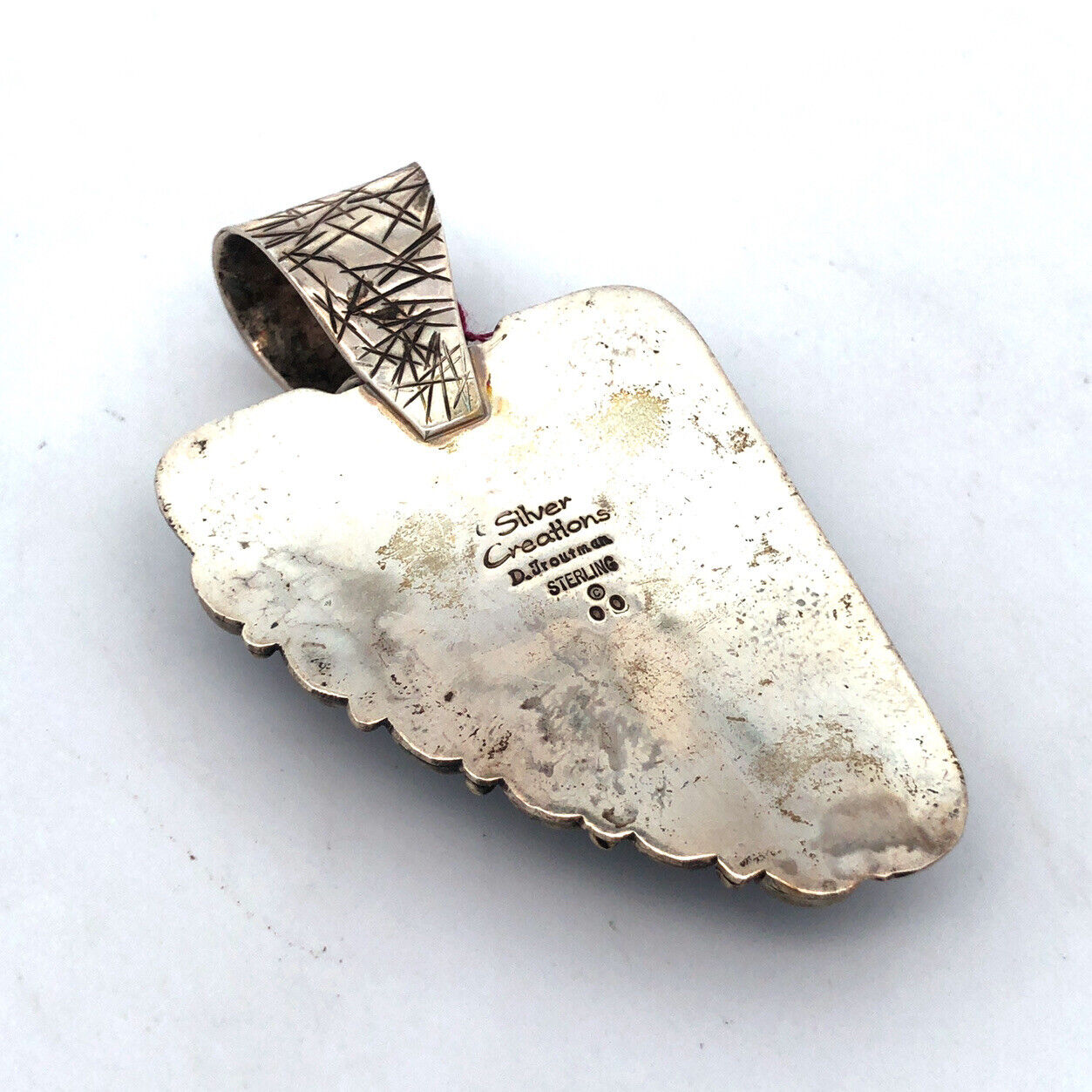 David Troutman Navajo 925 Sterling Silver Turquoise Amethyst Statement Pendant