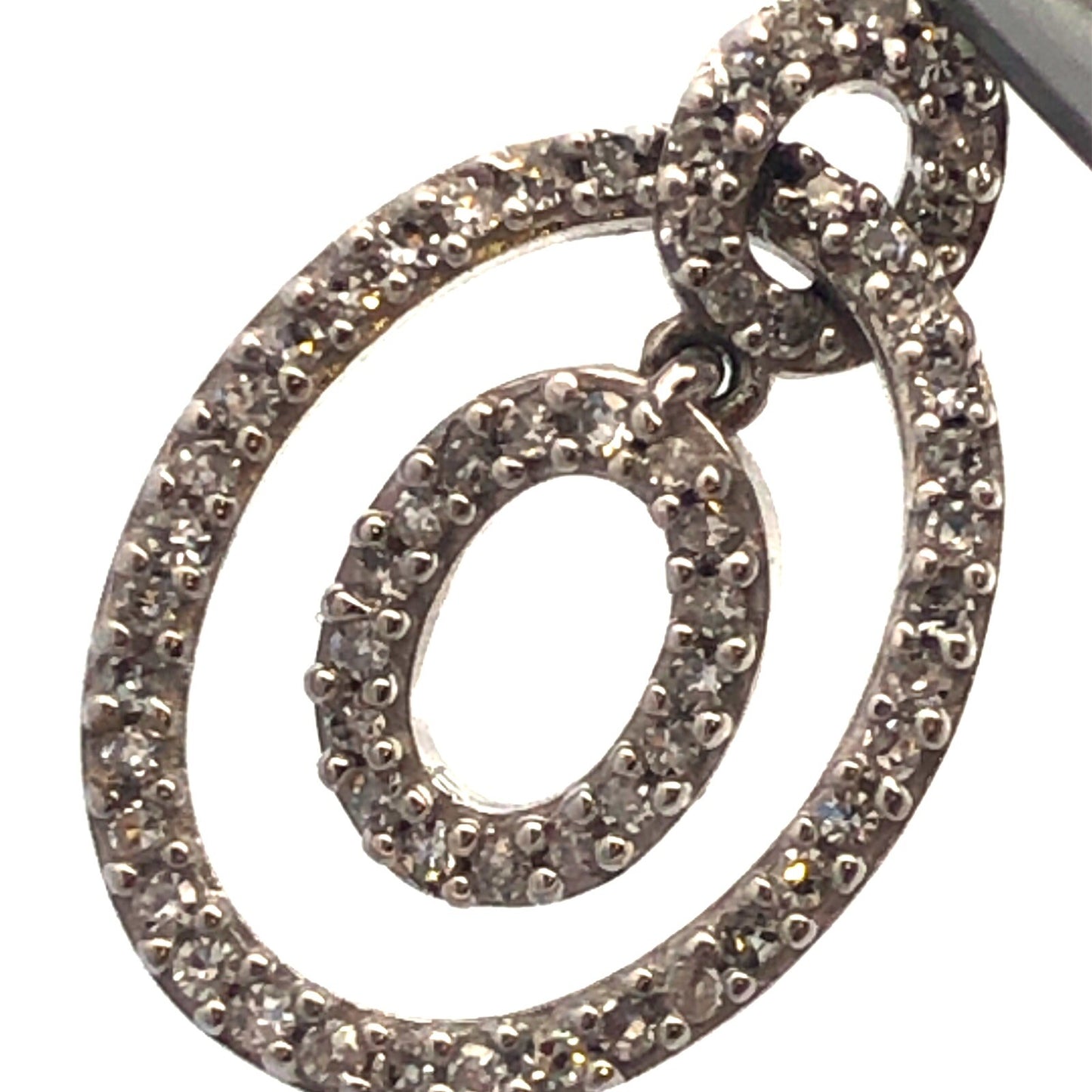 Designer ZMR 14K White Gold Pave Diamond Circle Drop Dangle Earrings
