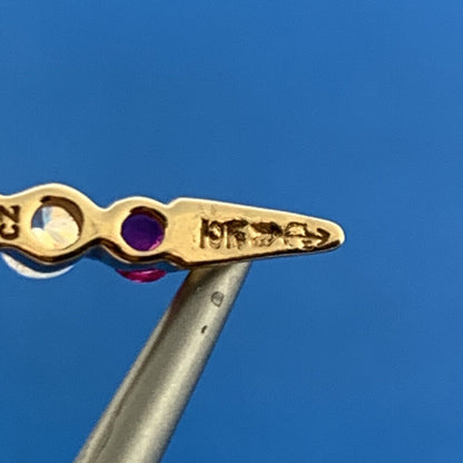 Vintage 10K Yellow Gold Pink Spinel White Cubic Zirconia Charm Pendant