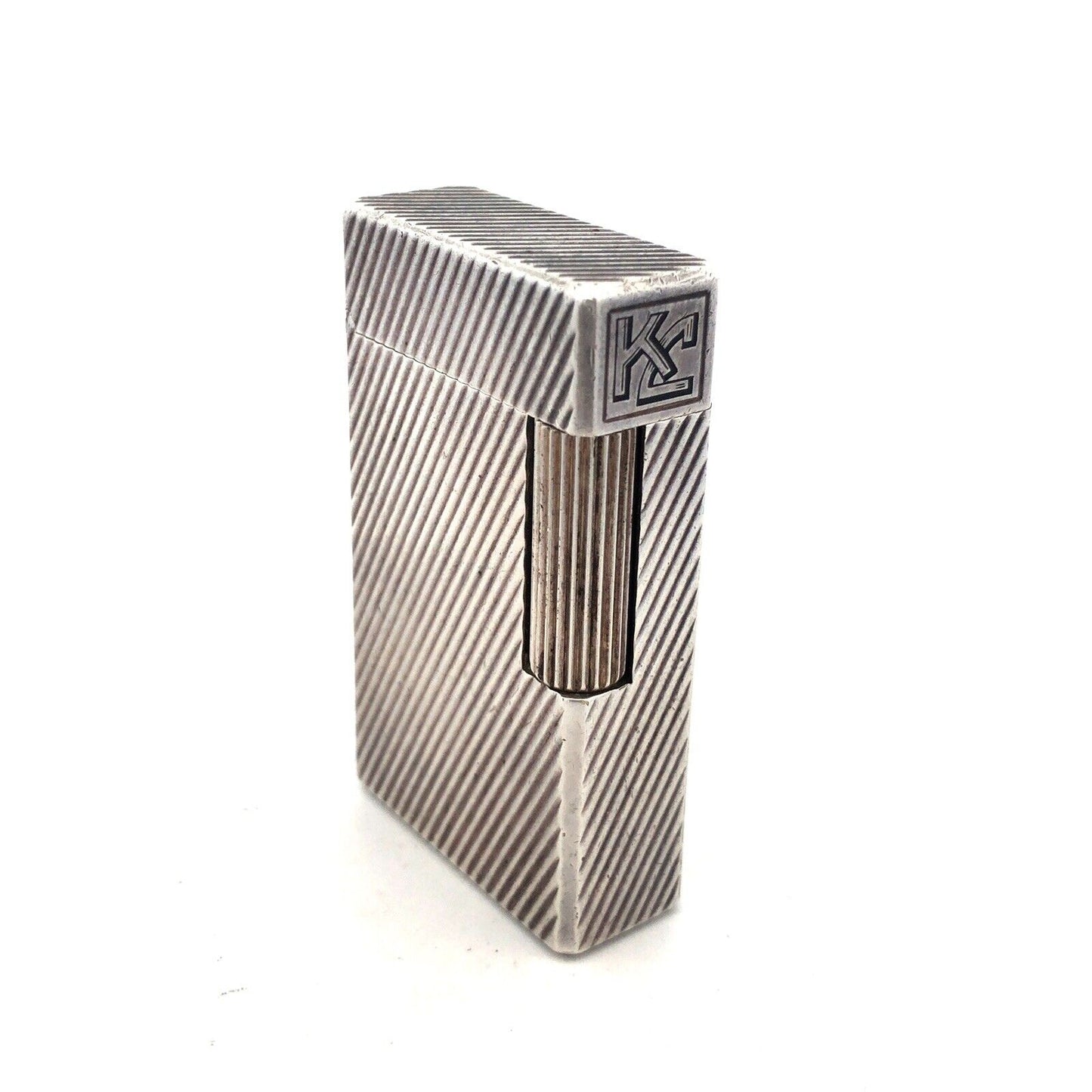 Vintage ST Dupont Paris Two Toned Silver Plated Cigarette Cigar Lighter