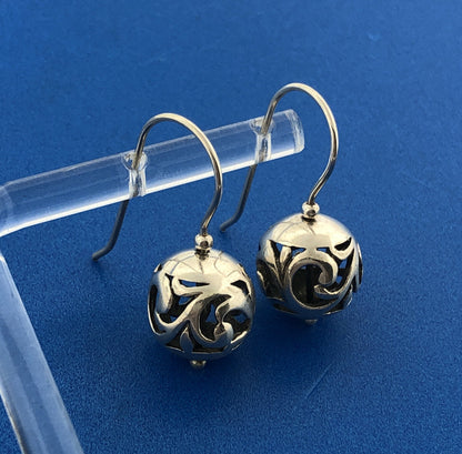 Silpada 925 Sterling Silver Open Scroll Balinese Style Ball Drop Dangle Earrings
