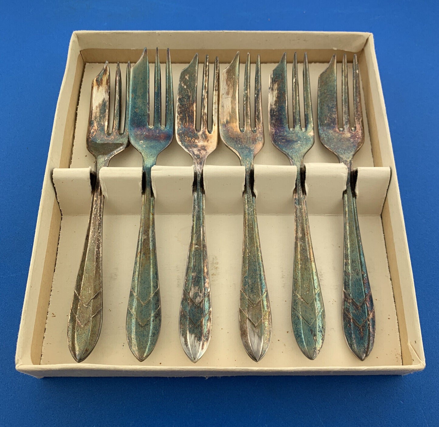 FG Sheffield England EPNS Silver Plate Dessert Pastry Forks Set Of Six Loxley