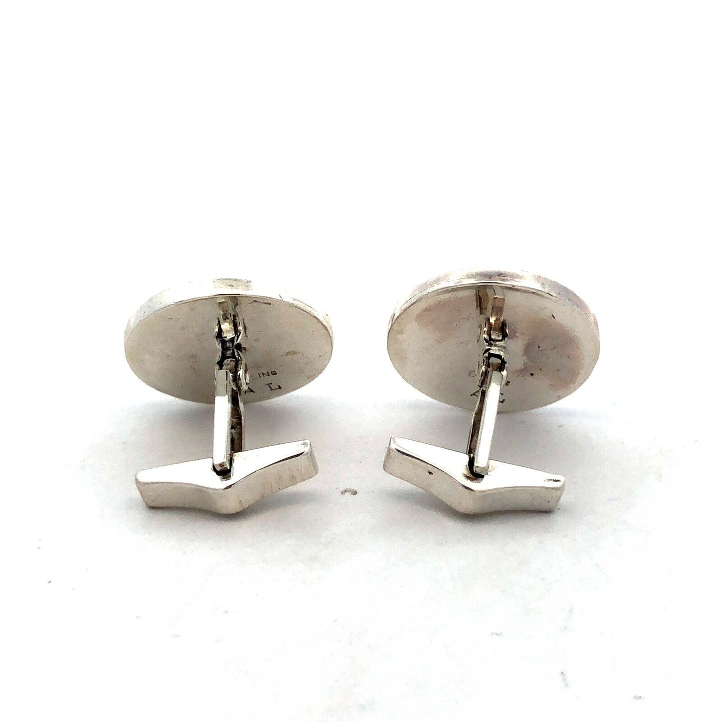 925 Sterling Silver Designer Round Cherub Angel Cufflinks