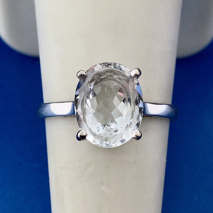 Stunning 14K White Gold Oval Cubic Zirconia CZ Solitaire Engagement Ring