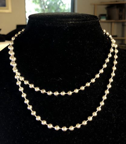 Designer AT Italy 925 Sterling Silver Beaded Chain Statement Necklace