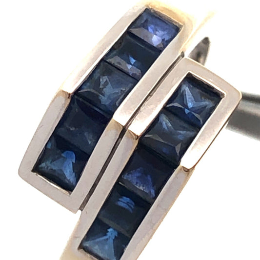 Modernist 18k White Gold Sapphire September Anniversary Birthday Abstract Ring