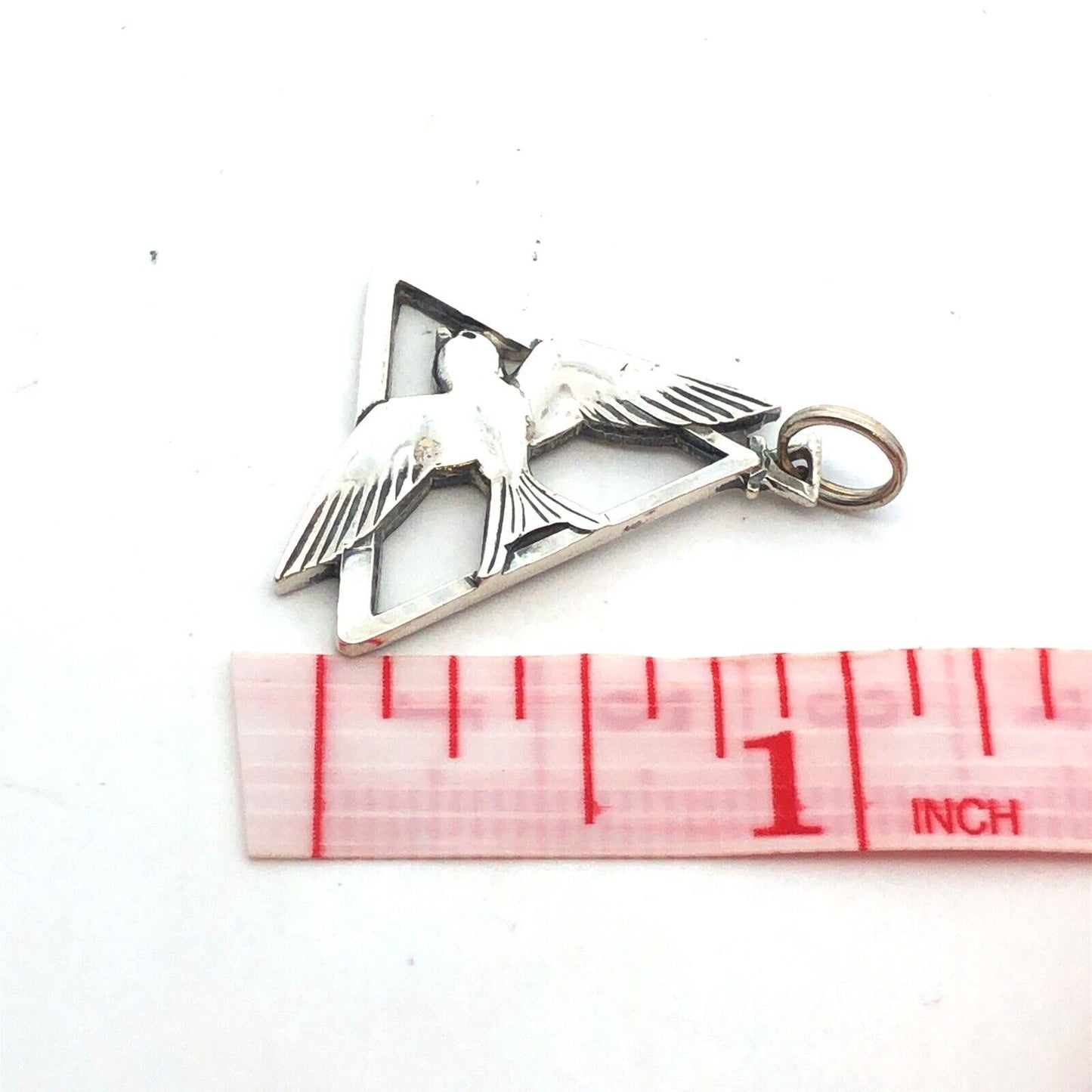 Designer Creed 925 Sterling Silver Peace Dove Holy Trinity Religious Pendant