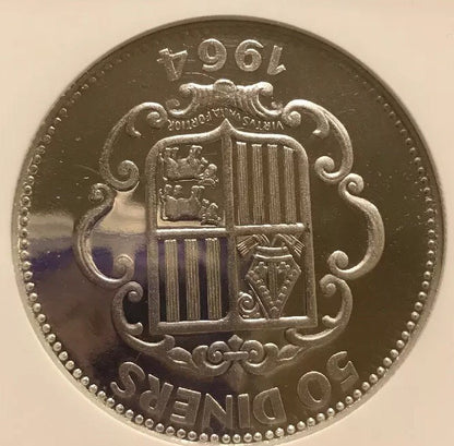 1964 Andorra Platinum 50 Diners Napoleon NGC Proof 64 UC Super Rare 1 Of 3 Mntg