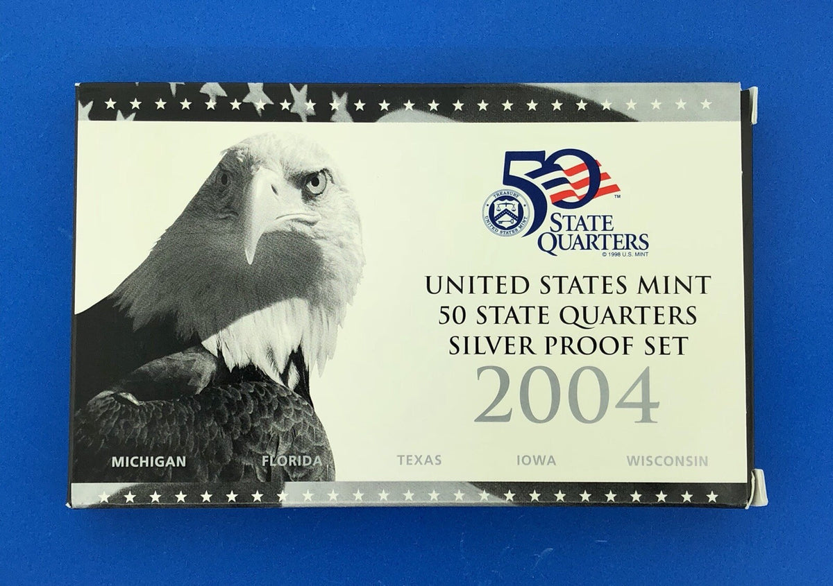 2004 S United States Mint 50 State Quarters 5 Coin Silver Proof Set OMP/COA